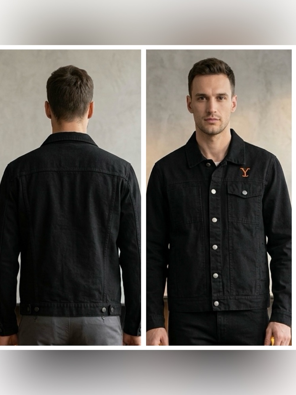 Yellowstone Men’s Sz L Rip Wheeler Black Cotton Trucker Jacket Dutton Ranch Logo